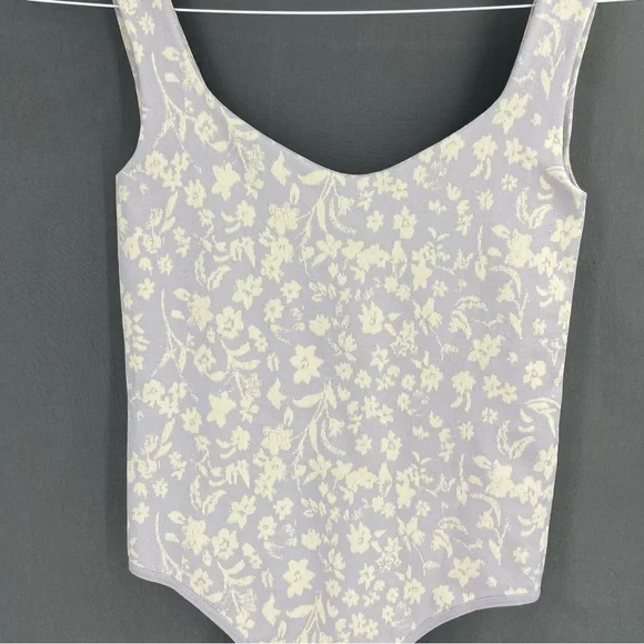Free people X Intimately FP Clean Lines Printed Bodysuit in Lilac Combo - Picture 6 of 9